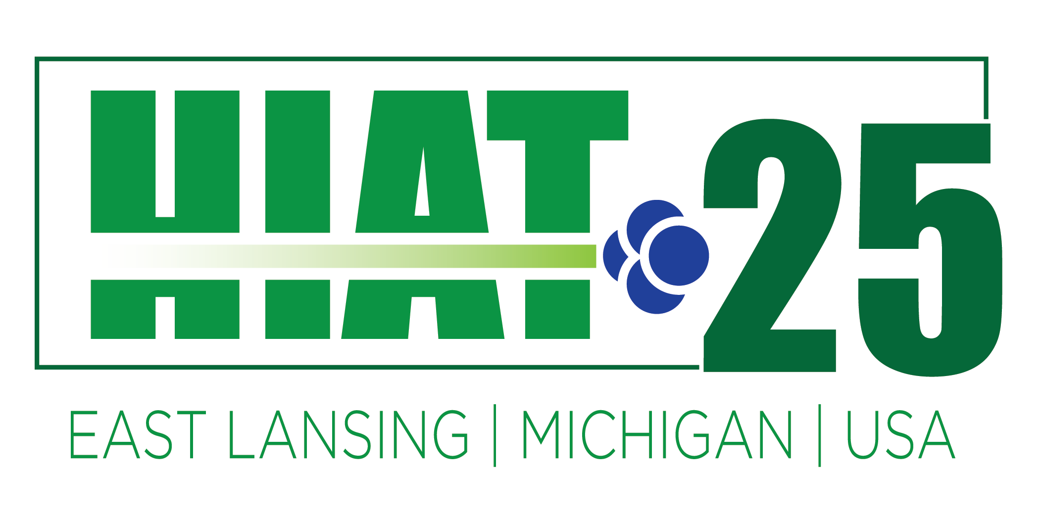 HIAT 2025 logo with image of Facility for Rare Isotope Beams